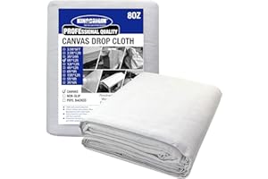 Kingorigin Grey White Canvas Drop Cloth 9x12feet for Painting, Painters Drop Cloth, Paint Tarp, Curtains, Painting Supplies, Canvas Sheet
