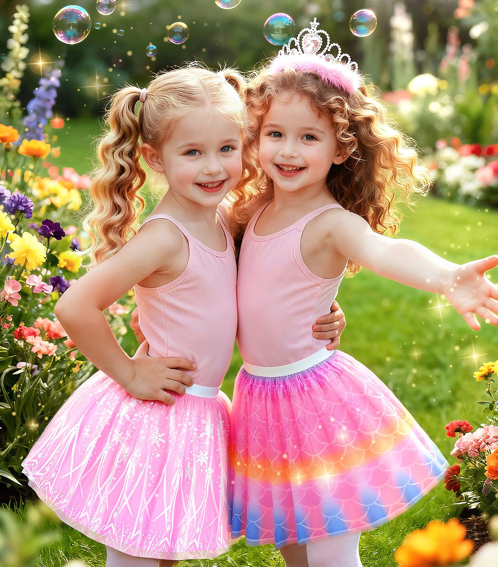 Jeowoqao Dress up Shoes Princess Dresses for Girls, Little Girls Princess Dress up Clothes Set 1pc TuTu Skirt with 3ps Skirt Veils, Play Toys for Girls Age 3 4 5 6 Years Birthday Gift