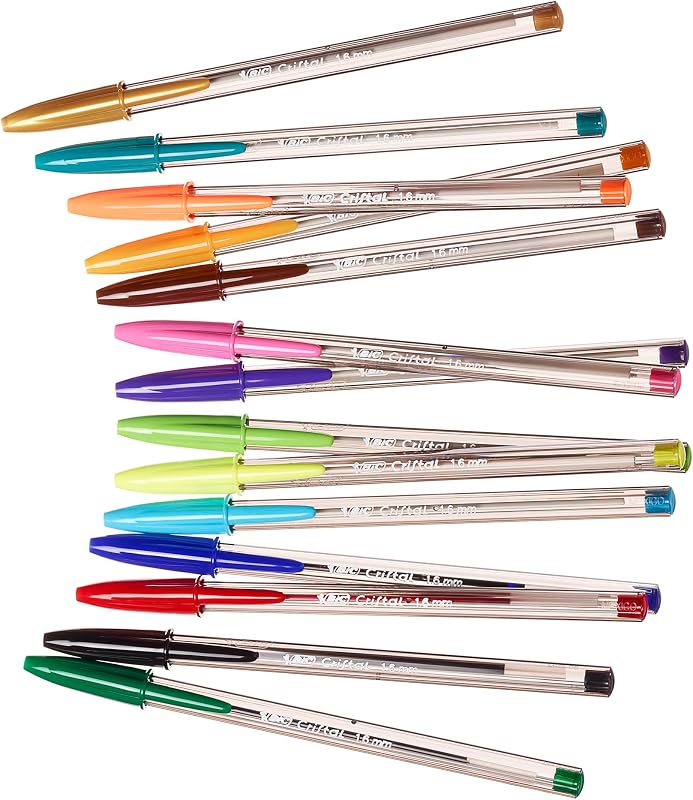 Cristal Multicolour Bolígrafos de Punta Ancha (1,6 mm) Set Formato Especial - Colores Clásicos, Neón y Divertidos Surtidos, Pack de 27