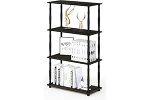 Furinno Turn-N-Tube 4-Tier Multipurpose Shelf Display Rack, Classic Tubes, Espresso/Black