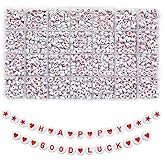 Looconi 1400pcs Red Letter Alphabet Acrylic Beads 7x4mm and Heart Star Beads for Jewelry Making