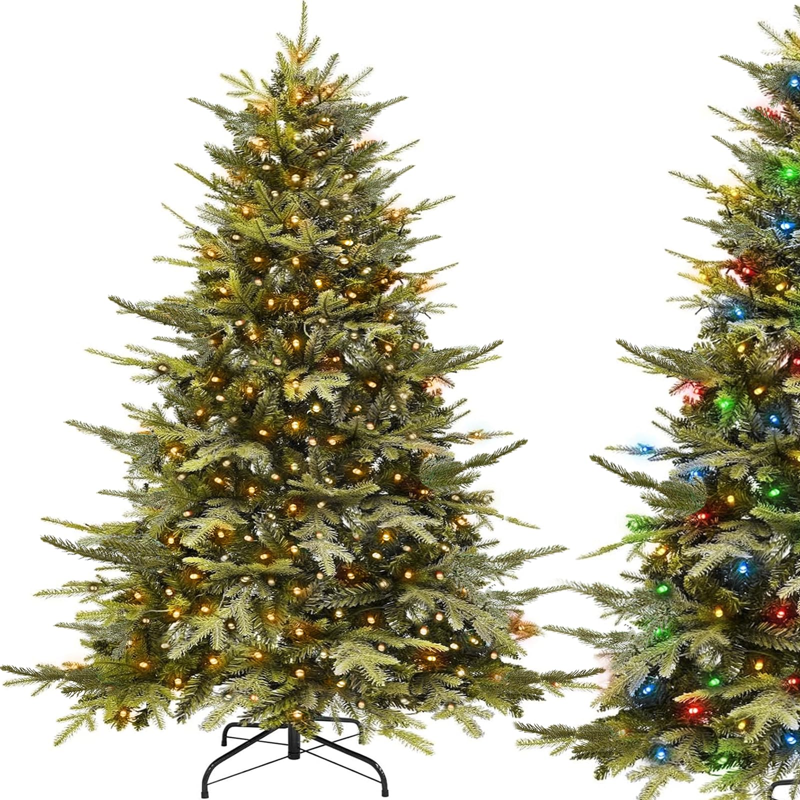 Photo 1 of ***SIMILAR PRODUCT*** 6 Ft Prelit Artificial Full Christmas Tree with Dual Color Lights, Realistic-Feel PE&PVC Mixed Branch Tips, Fraser Fir, Warm White & Multi Color Changing, Timer 8 Mode Xmas Tree Decor