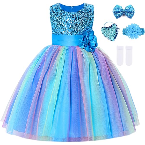 JerrisApparel Flower Girl Tutu Dress | Rainbow Floral Pageant Gown For Wedding & Birthday Party