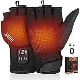 Heated Gloves for Men Women – 2 in 1 Full & Half Finger Design, Rechargeable Heated Fingerless Gloves with Touchscreen, Gifts for Christmas, Winter Hand Warmer for Work, Game, Cycling, Skiing