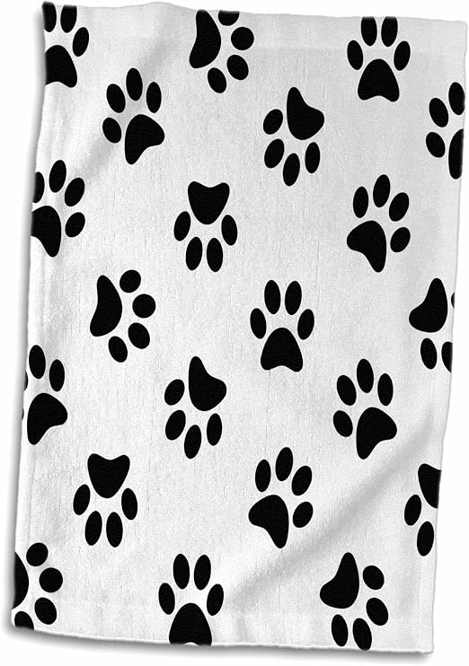 3drose Motif Empreintes De Pattes Noir Sur Blanc Mignon