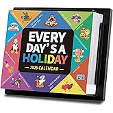 2026 Desk Calendar - 2026 Every Day's A Holiday Calendar, 12 Months Calendars from Jan.2026 - Dec.2026, 5.91'' x 4.92'', Small Desk Calendars with Full-Color Tear-Off Pages, Premium Paper, Plastic Backplane bracket for Home & Office
