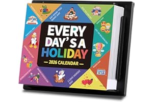 LEMOME HOME 2026 Desk Calendar - 2026 Every Day's A Holiday Calendar, 12 Months Calendars from Jan.2026 - Dec.2026, 5.91'' x 4.92'', Small Desk Calendars with Full-Color Tear-Off Pages, Premium Paper, Plastic Backplane bracket for Home & Office