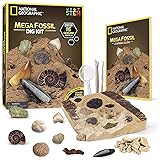 NATIONAL GEOGRAPHIC Mega Fossil Dig Kit – Excavate 15 Real Fossils Including Dinosaur Bones & Shark Teeth, Educational Toys, 