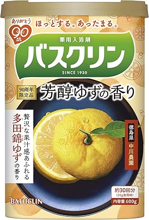 Amazon バスクリン 医薬部外品 芳醇ゆずの香り 多田錦ゆず 入浴剤 贅沢な果汁感あふれる多田錦 ただにしき ゆずの香り 橙黄色系 透明タイプ 600g バスクリン 粉末入浴剤 バスソルト 通販
