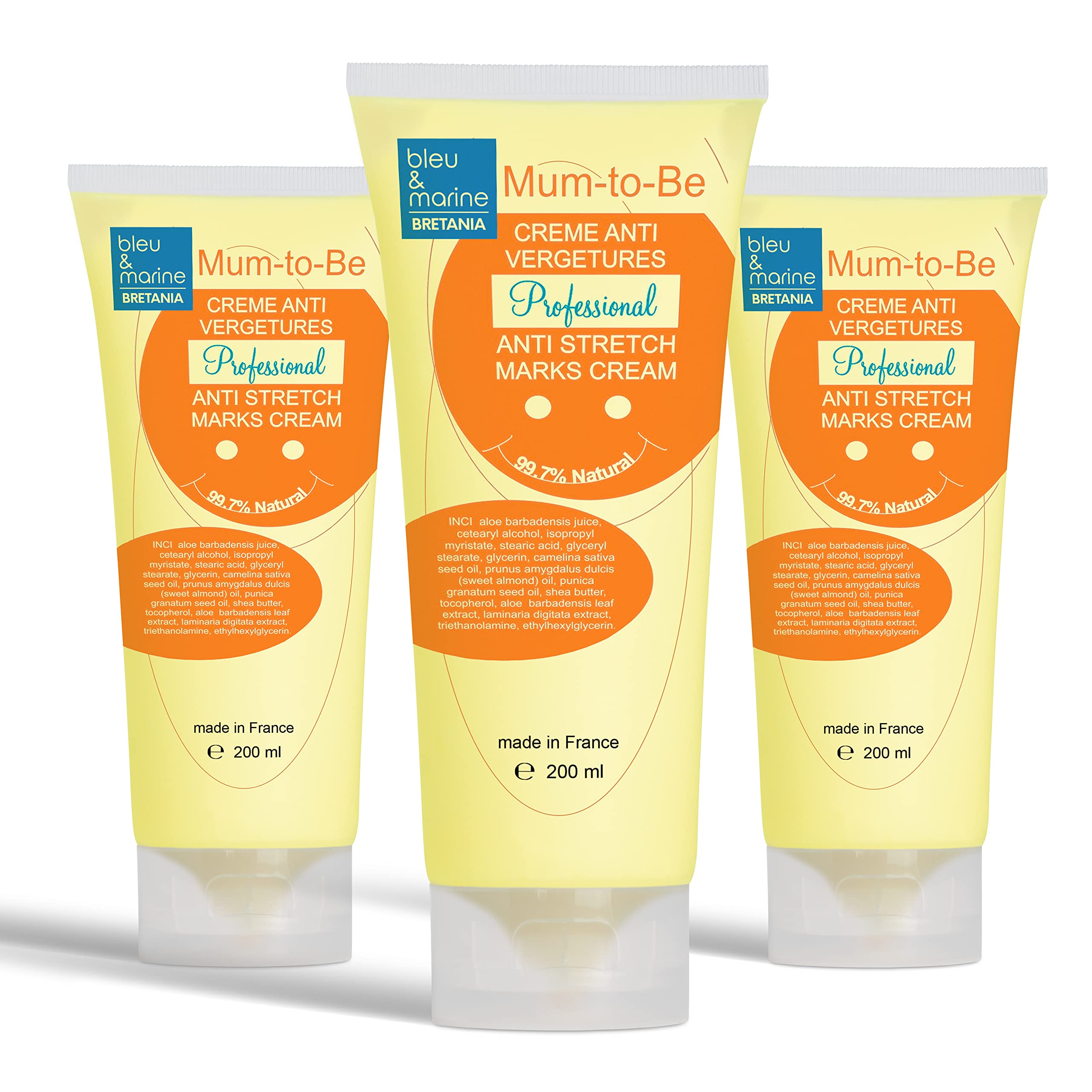 Mam-to-Be Anti Stretch Mark Cream Prevention and Repair Cream with Aloe Vera Gel, Shea Butter and Vitamins, for Pregnancy, Fragrance Free Formula (7.03 fl oz) (Pack 3 x 7.03 fl oz)