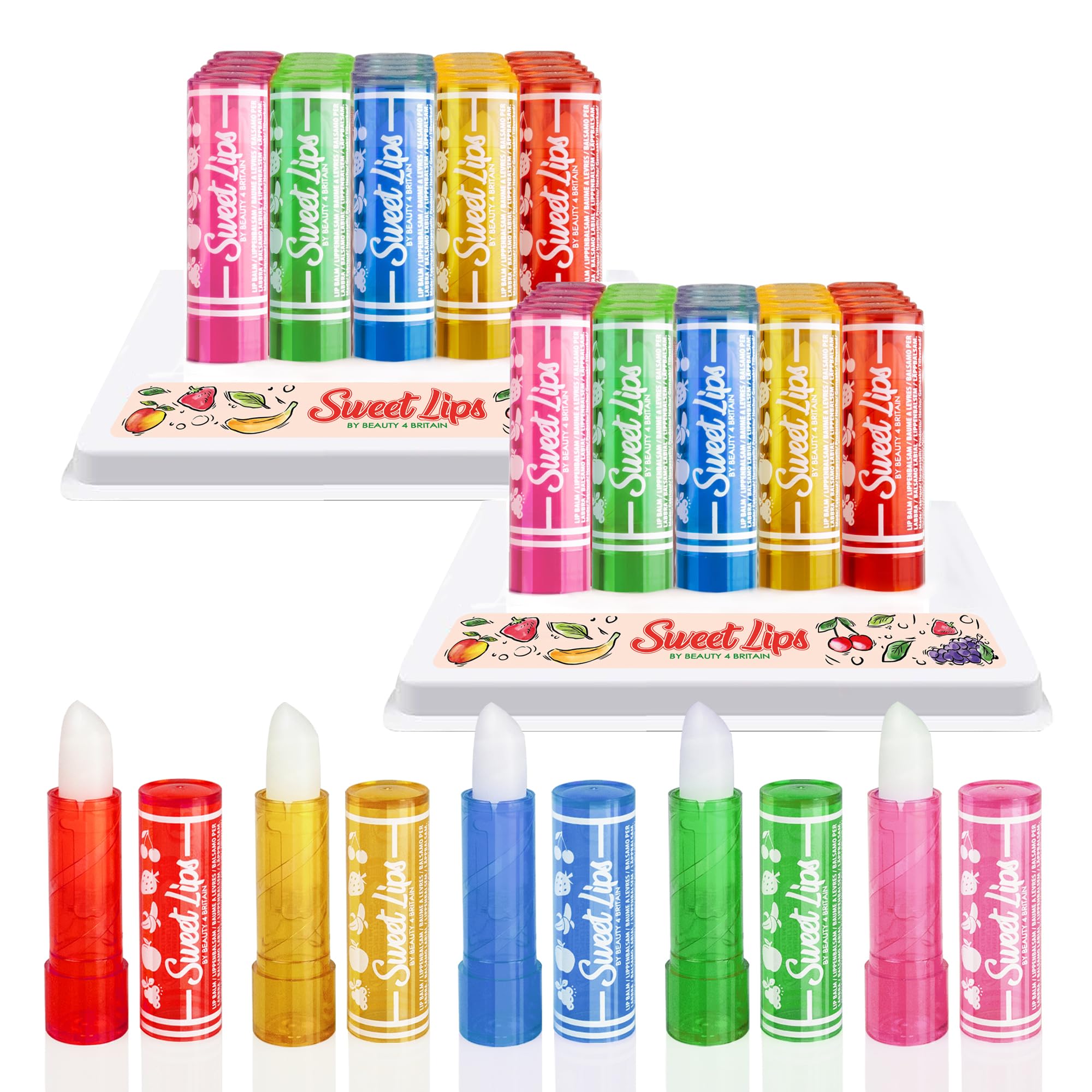 Beauty4Britain Lip Balm Moisturising Nourishing & Protective Formula Mixed Fruity Flavours (50)