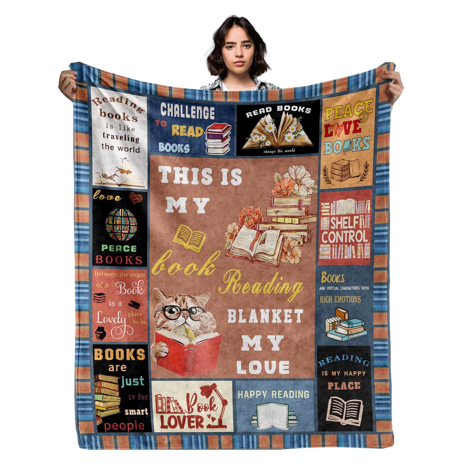 Photo 1 of Book Lovers Gifts Sherpa Throw Blanket,Double Layer Ultra Soft Flannel Warm Blankets,Book Club Librarian Gifts for Lovers,60" X 50"