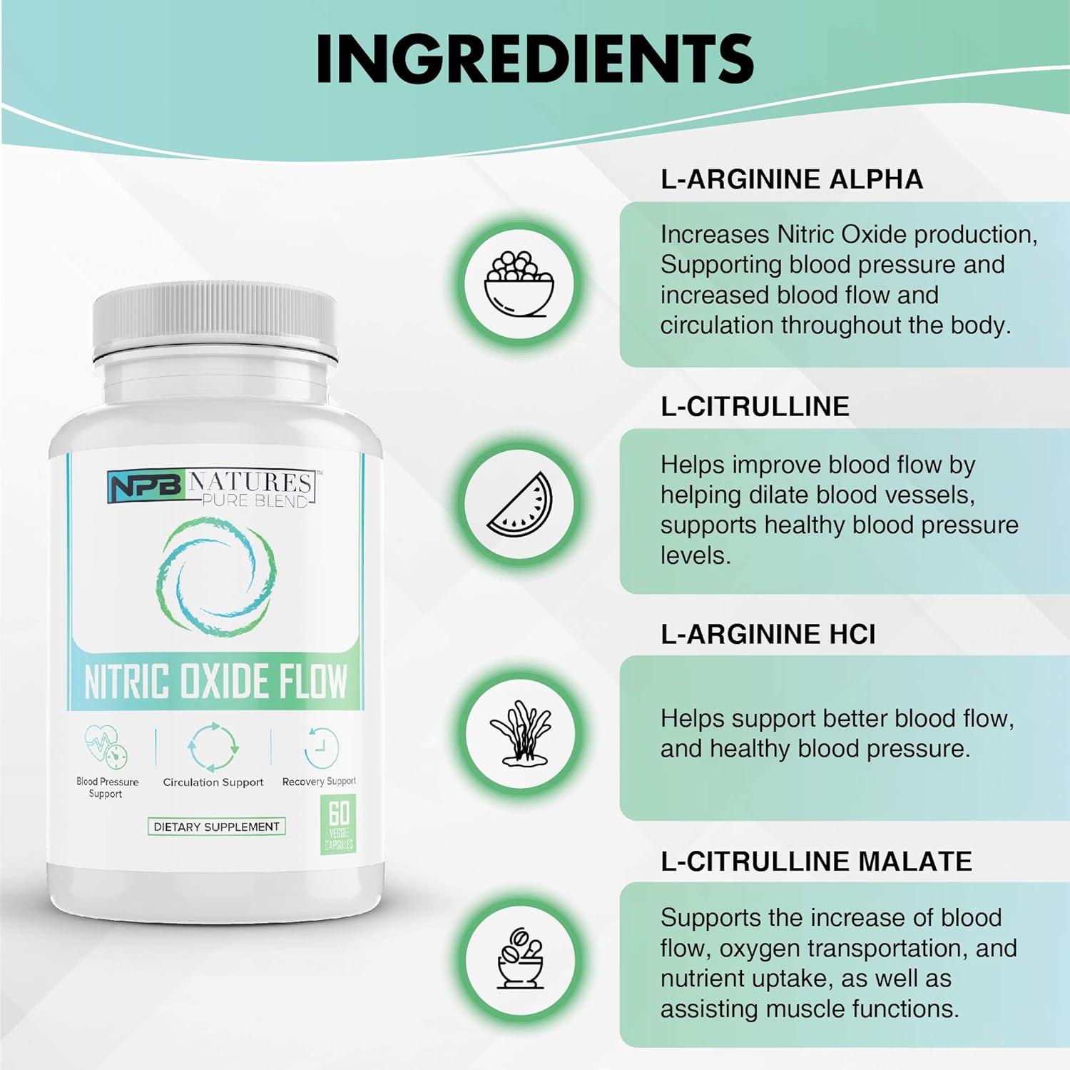 Nitric Oxide Supplements: Nature's Pure Blend - L-Arginine and L-Citrulline - 1500MG - Nitric Oxide Booster - Blood flow, Muscle growth, Energy - Essential Amino Acids for physical training support: Health & Personal Care