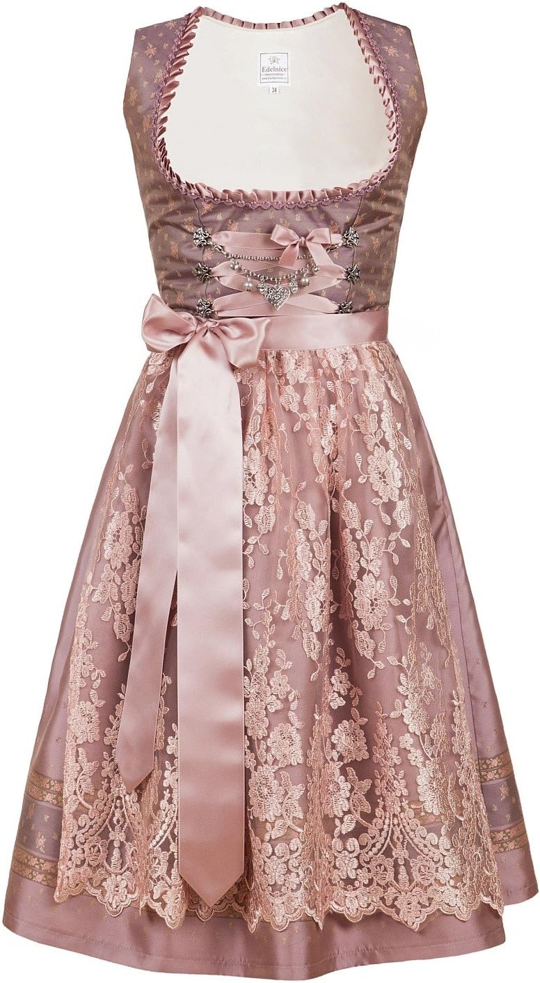 Bavarian Women's Designer Midi Dirndl Madeleine Dress 2-Pieces + Apron