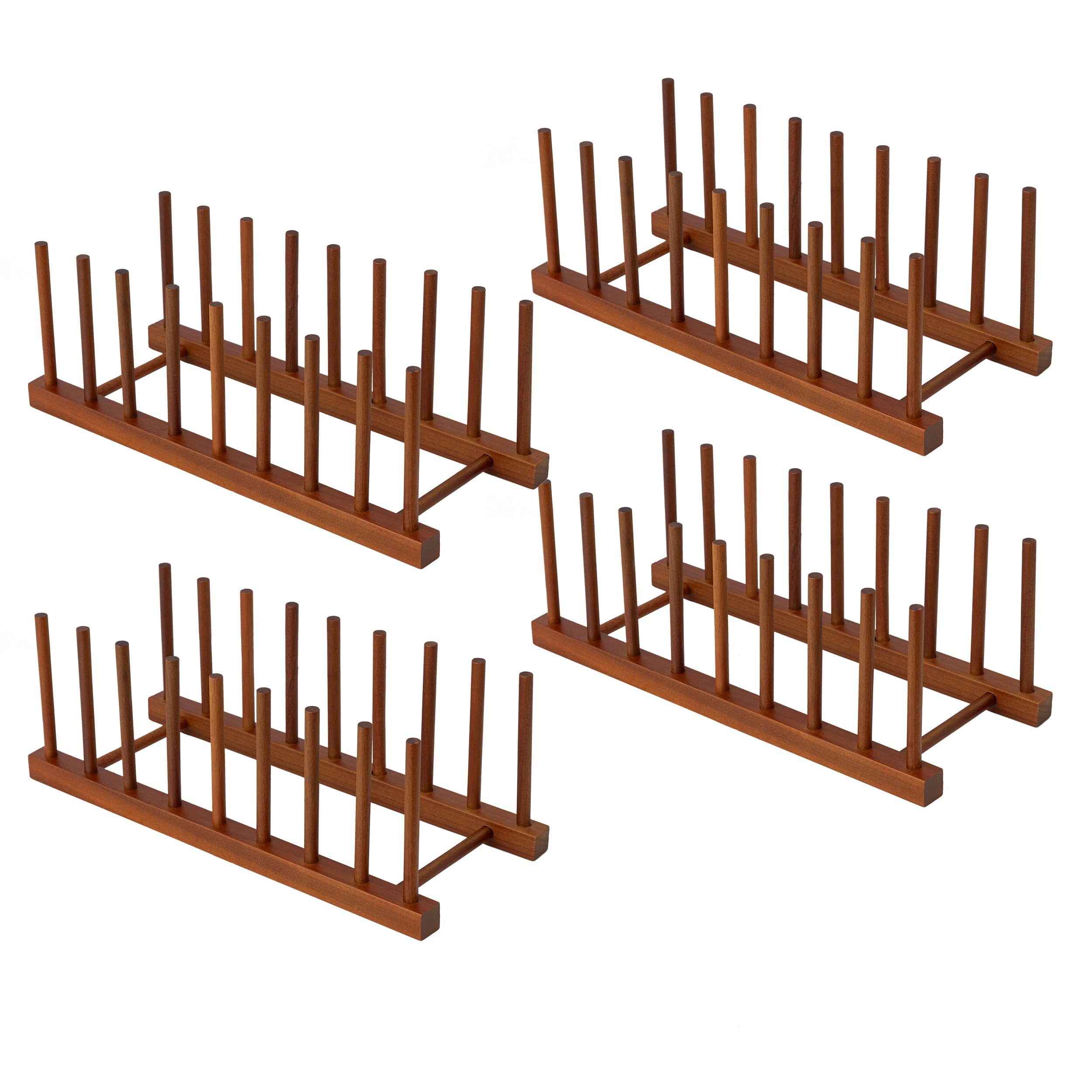 Photo 1 of HBlife 4pcs Teak Dish Drying Rack Plates Holder Stand Kitchen Storage Cabinet Organizer for Dish/Plate/Bowl/Cup/Pot Lid/Cutting Board (8 Slots)