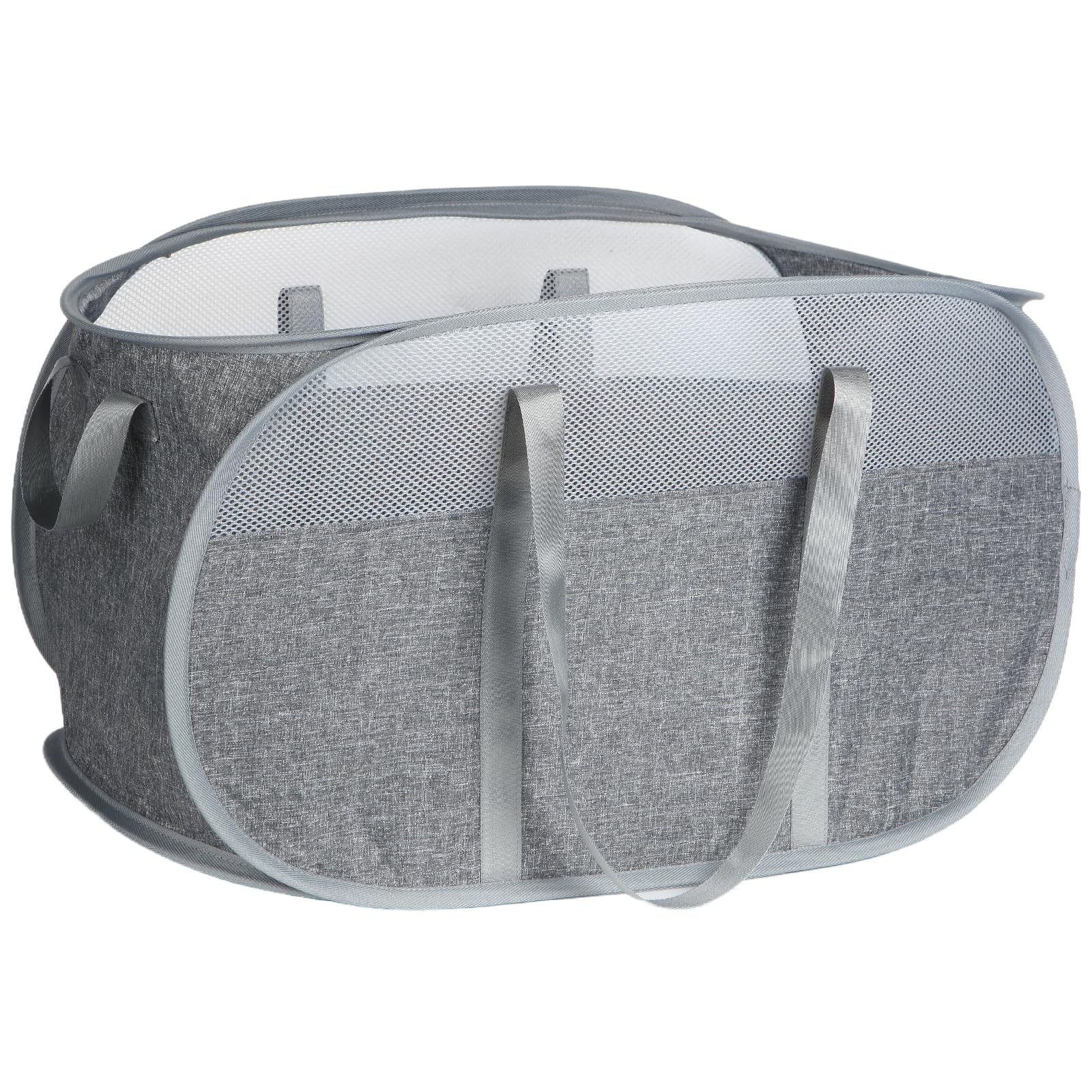 Photo 1 of 100L Collapsible Laundry Baskets, Tear Proof Pop Up Laundry Hamper with Dual Handles, Large Foldable Laundry Basket, Easy to Carry Laundry Hamper for Home, Laundry Room, Bedroom, Dorm, Travel Grey