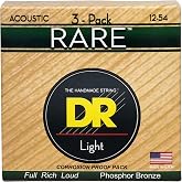 DR Strings RPM-12 Rare Phosphor Bronze Acoustic Guitar Strings - .012 - .054 Light (3 Pack)
