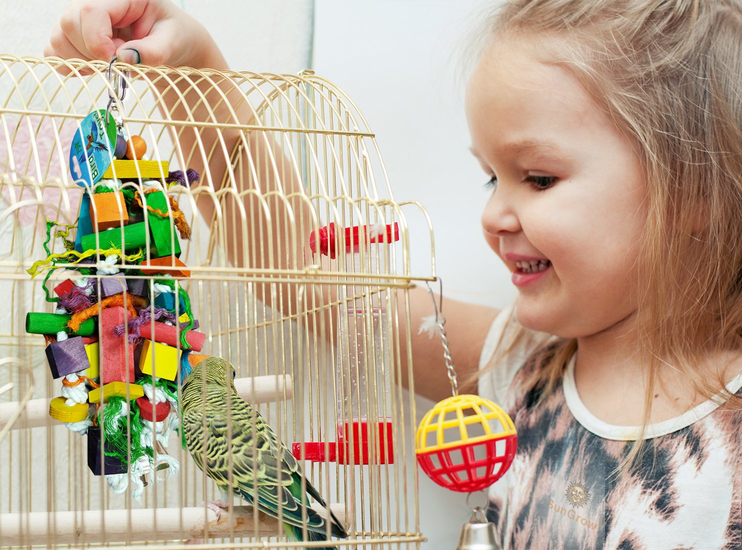 Bird Chewing Toy by SunGrow –The Perfect Parrot Toy; Aids in the Physical & Psychological Being of your Parrots; Safe to Chew; 100% Natural & Non-Toxic