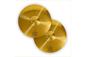 ULUOBO Hi Hat Cymbals, High Hats Cymbal Pair, 13 inch Mini Symbol Set (2 PCS, Gold)