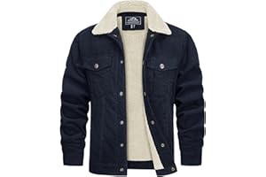 TACVASEN Men's Corduroy Jacket Fleece Sherpa Lined Winter Coats Warm Cotton Casual Trucker Cargo Jacket with Multi Pockets