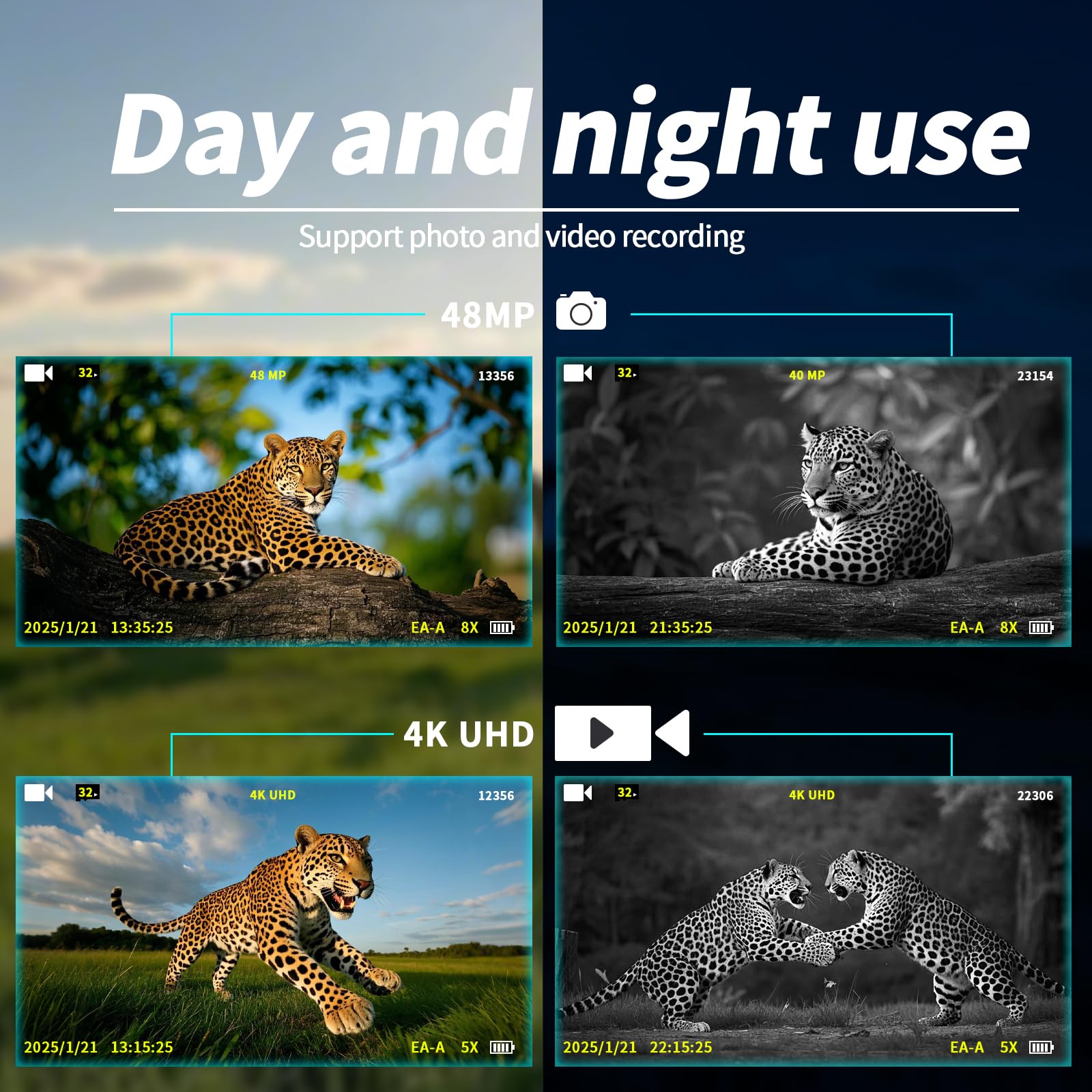 Night Vision Goggles for Adults,4K Video&48MP Image Infrared Night Vision Binoculars 3″ Screen,5000mAh Battery,8X Digital Zoom,32GB TF Card,IP65 Waterproof for Outdoor, Animals,Camping & Surveillance