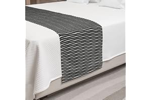 Lunarable Black and White Bed Runner, Monochrome Halftone Dots Pattern Ornate Simplistic Geometric Design, Decorative Accent Bedding Scarf for Hotels Homes and Guestrooms, King, White Charcoal