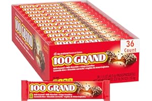100 Grand Milk Chocolate Candy Bars, Full Size Bulk Individually Wrapped Ferrero Candy, Pack of 36