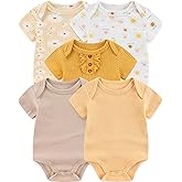 ZAVBABY Baby Bodysuits Ribbed Mix Summer Newborn Boy Girl Clothes 5-pack