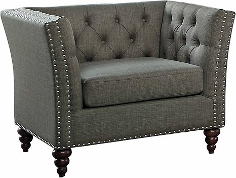 Homelegance Marceau Tuxedo Style Chair With Flared Arm And Double Nailhead Accent Button Tufted Brownish Gray Amazon Ca Home Kitchen