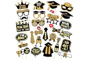 AMABAZR 30 Pcs Graduation Photo Booth Props 2025,Grad Party Supplies for College, Graduation Deco Class Favors Supplies, Party Decorations Set Picture Props