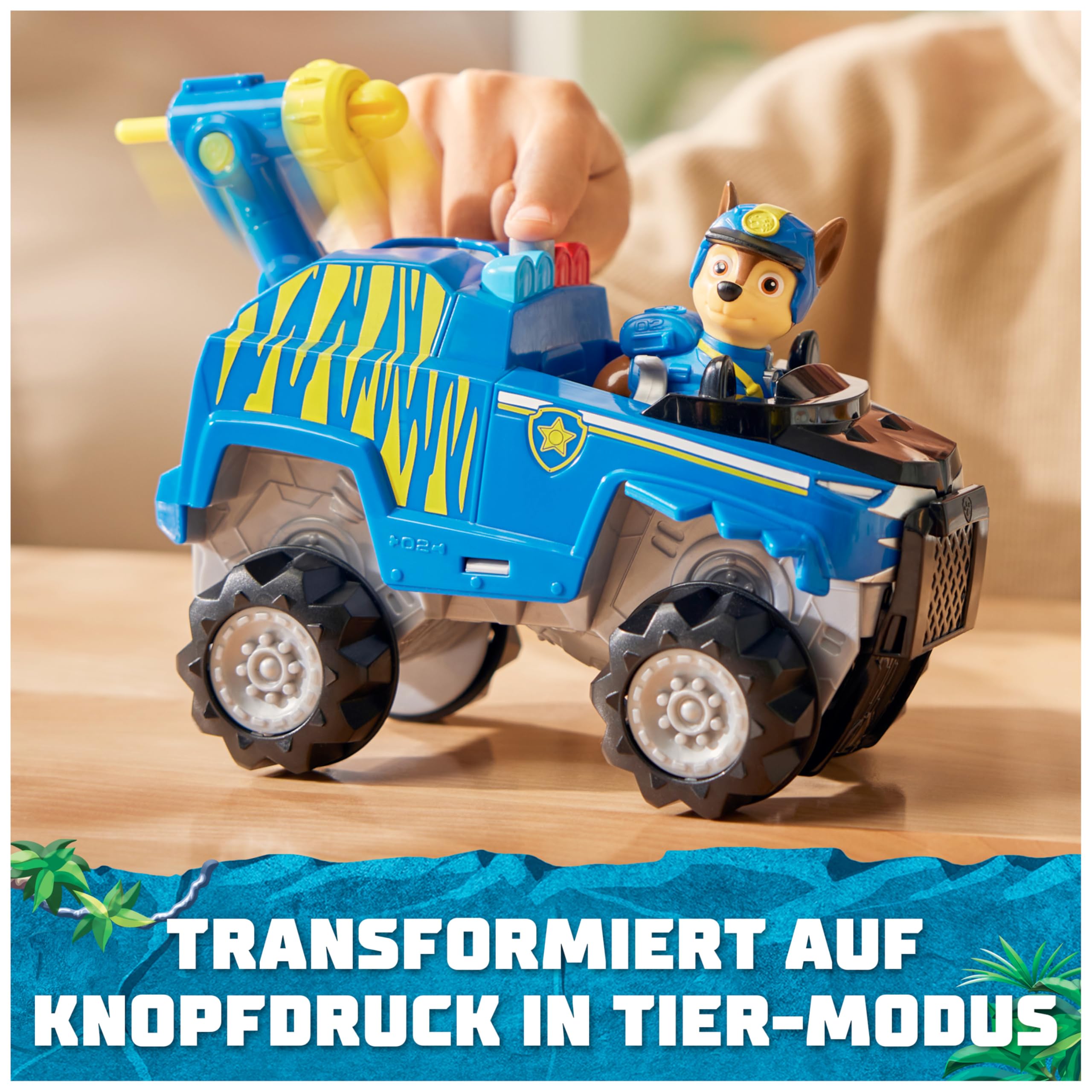 PAW PATROL Jungle Pups - Tiger-Fahrzeug mit Chase-Figur (Basis Fahrzeug), Spielzeug für Kinder ab 3 Jahren 3