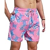 Gleeease Mens Swim Trunks 5 Inch with Mesh Lining Quick Dry Stretch Bathing Suits for Men Board Shorts Men's Swimwear