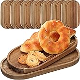 Wenqik 18 Pieces Acacia Wood Tray Set 10 x 5 Inch Acacia Oval Wood Tray Platters Plates Set for Fruit Cheese Dessert Appetizer Vegetable Charcuterie BBQ Party Weddings Supply