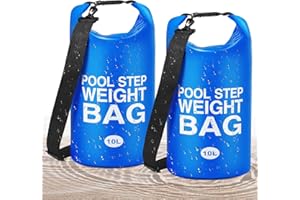 ALDMIO 2 Pcs Universal Swimming Pool Step Weights, 500D PVC Waterproof Swimming Pool Ladder Weights Sand Dry Bags Above Gound Pools, 10L Foldable Pool Weights for Steps with Heavy-Duty Nylon and Handle Work