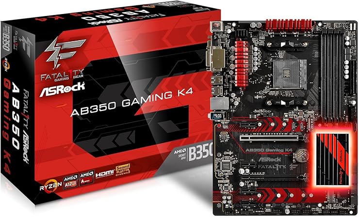 Amazon Com Asrock Ab350 Gaming K4 Fatal1ty Socket Am4 Amd 50 Ddr4 Sata3 Usb3 0 M 2 A Gbe Atx Motherboard Computers Accessories