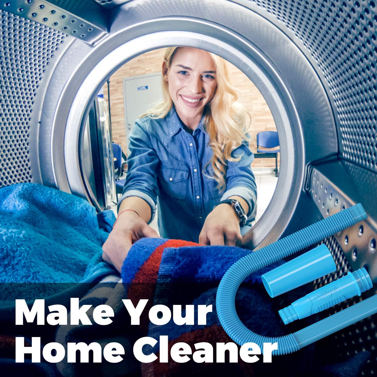 Holikme Dryer Lint Vacuum Attachment，Dryer Vent Cleaner Kit ，Vacuum Hose Attachment Brush，Lint Remover，Blue: Kitchen & Dining