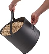 Relaxdays Pellet Bucket Set 3 Metal Fireplace Coal Container Black 21-30cm view 7