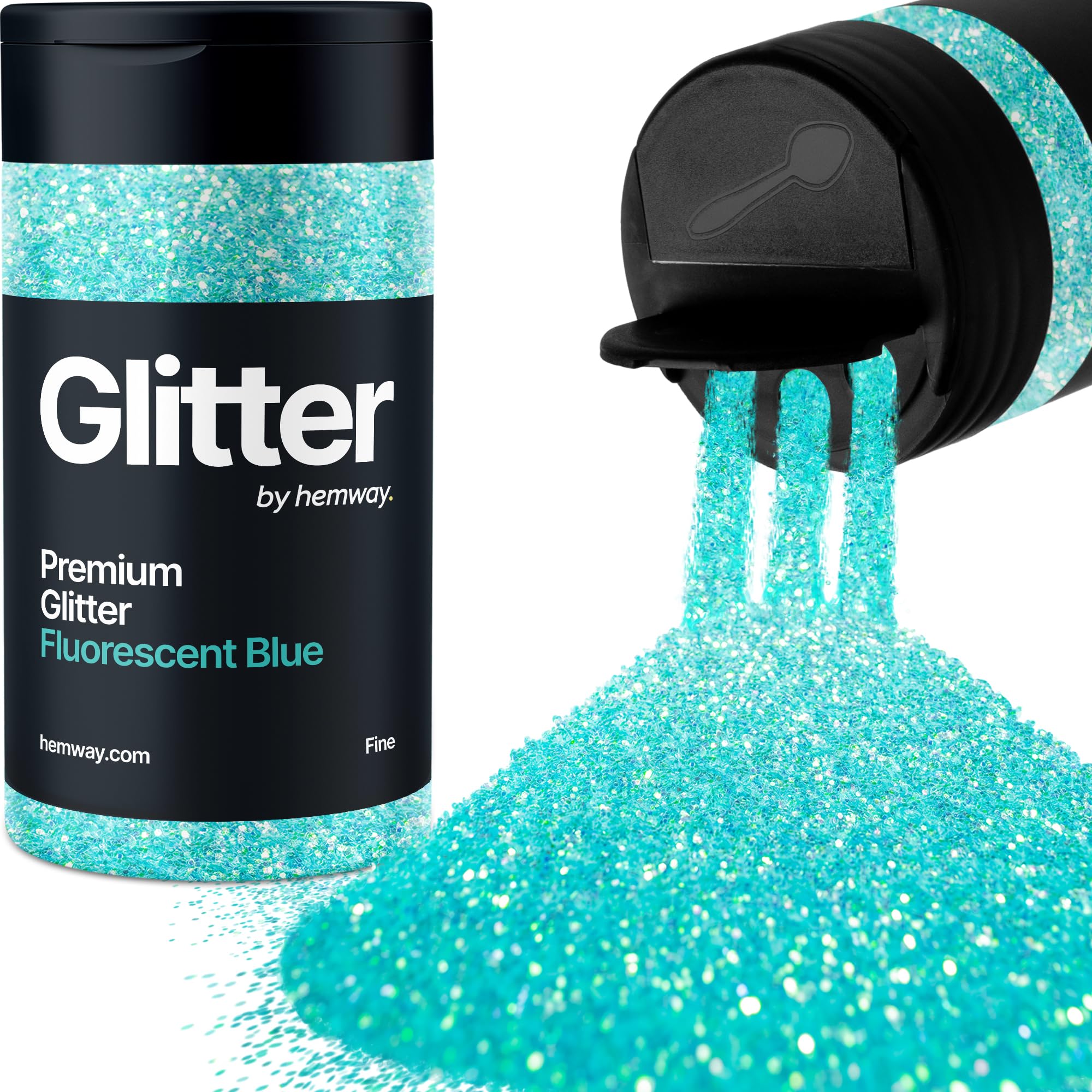 Fluorescent Blue Glitter Shaker, 130g Fine Glitter, Crafts 1/64" Metallic Flake Blue Sequins, Resin & Epoxy Crafts, Decorating, Halloween, Christmas Nail, Face, Hemway — image 1