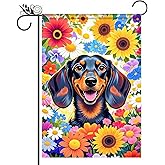 BlissYard Spring Garden Flag 12x18 Double Sided Dachshund Sunflower Seasonal Small Flags For Outside Outdoor Decor Yard Farmhouse Holiday Spring Summer Decorations Yard Flags