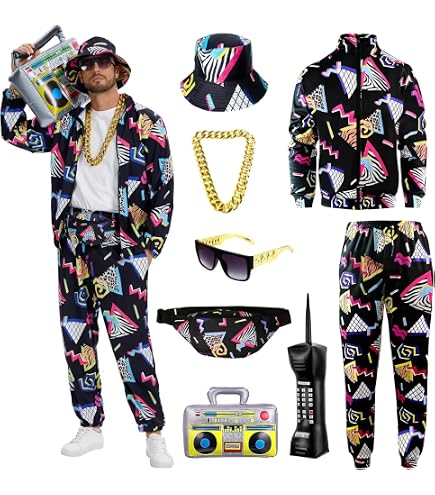 Amazon.com: Haoibdeo 80s Hip-Hop Dance Costume for Adults, Men and