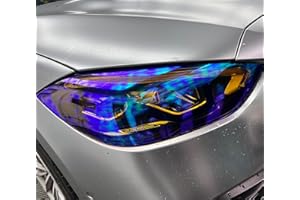 LZLRUN 12 by 48 inches Self Adhesive Auto Car Tint Chrome Chameleon Headlight Taillight Fog Light Vinyl Smoke Film Sheet Sticker Cover (Chameleon Blue)