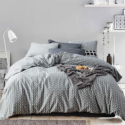 Amazon Com Cozyholy 3 Pieces Grey Chevron Cotton Duvet Cover