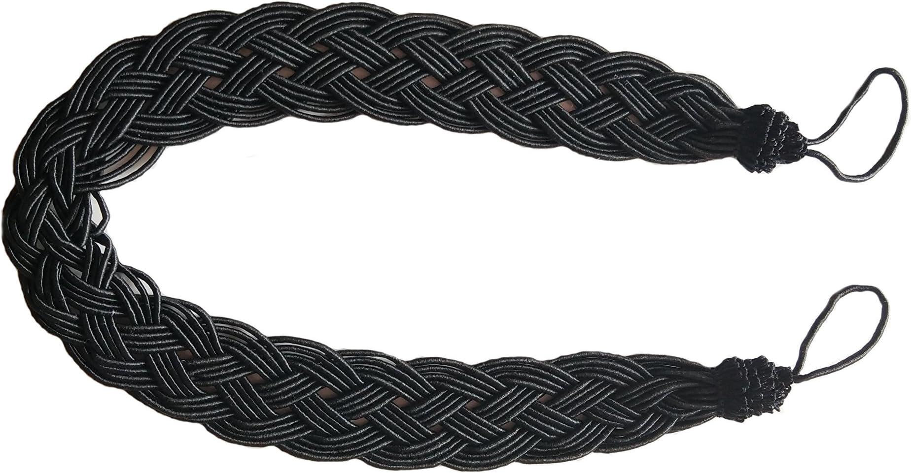 2 Pieces Fine Hand Tied Curtain Clip, Buckle Holdback Fabric Drapery Tassels Curtain Tiebacks/Tassel Window Curtain TieBacks Knitted Braided Curtain Cord Rope Buckle (5CM Black)
