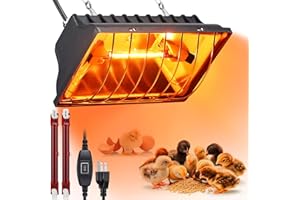 GSDOTZAP 250W Chicken Coop Heater with 2PCS Heat Lamp, Brooder Heater for 30 Chicks Or Ducklings, 6ft Cord Heat Lamp for Chickens, Adjustable Temp & Height Brooder Heating Plate for Livestock Pet