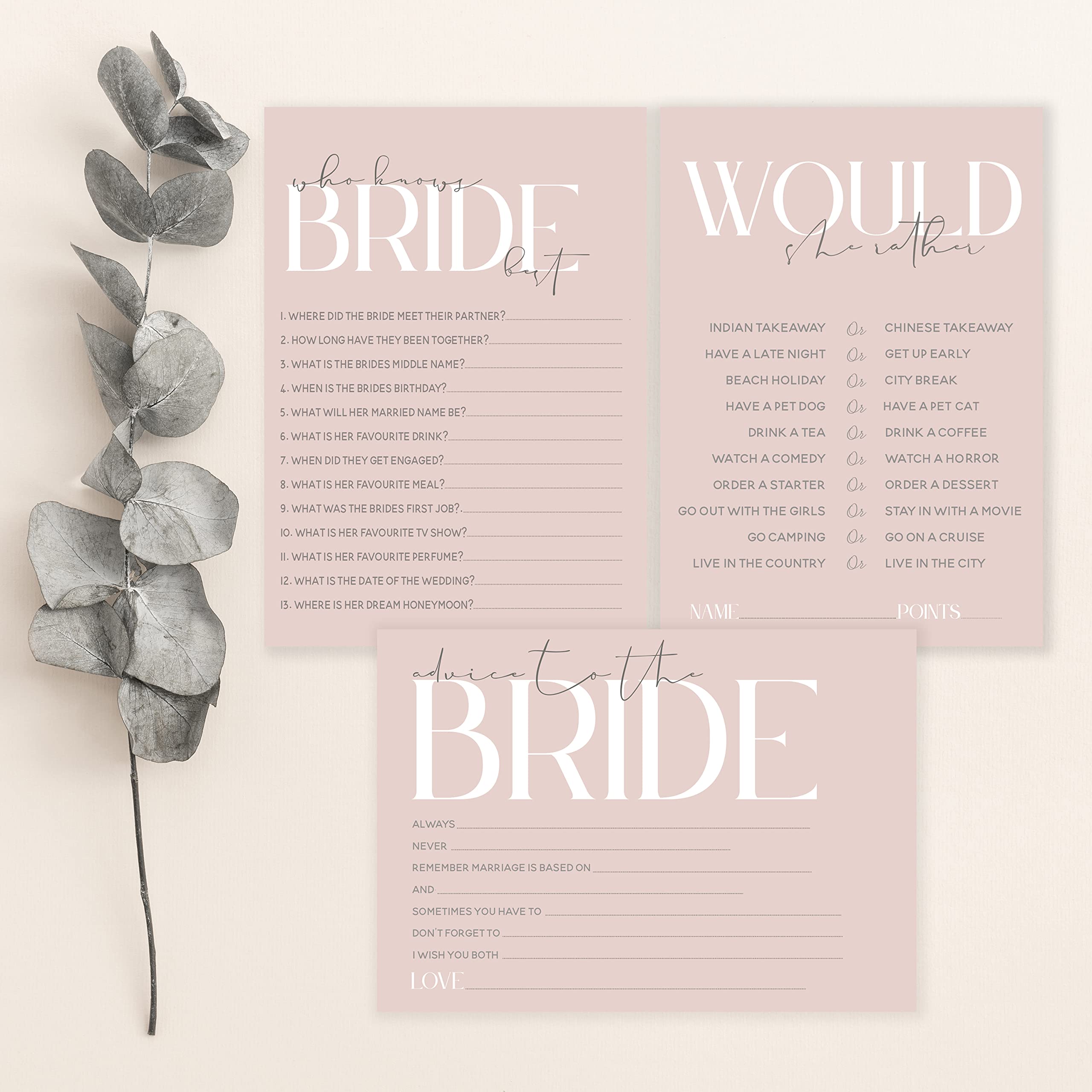 Hen Party Games 3 in 1 Hen Party Games Blush Pink Design Hen Party Accessories (BPHP3in1)