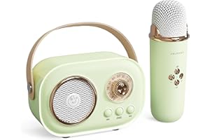Baolira Mini Karaoke Machine,Portable Bluetooth Speaker with Microphone,Portable Karaoke Machine,Karaoke Microphone for Adults,Mini Retro Speaker Birthday Gifts Ideas (Green)