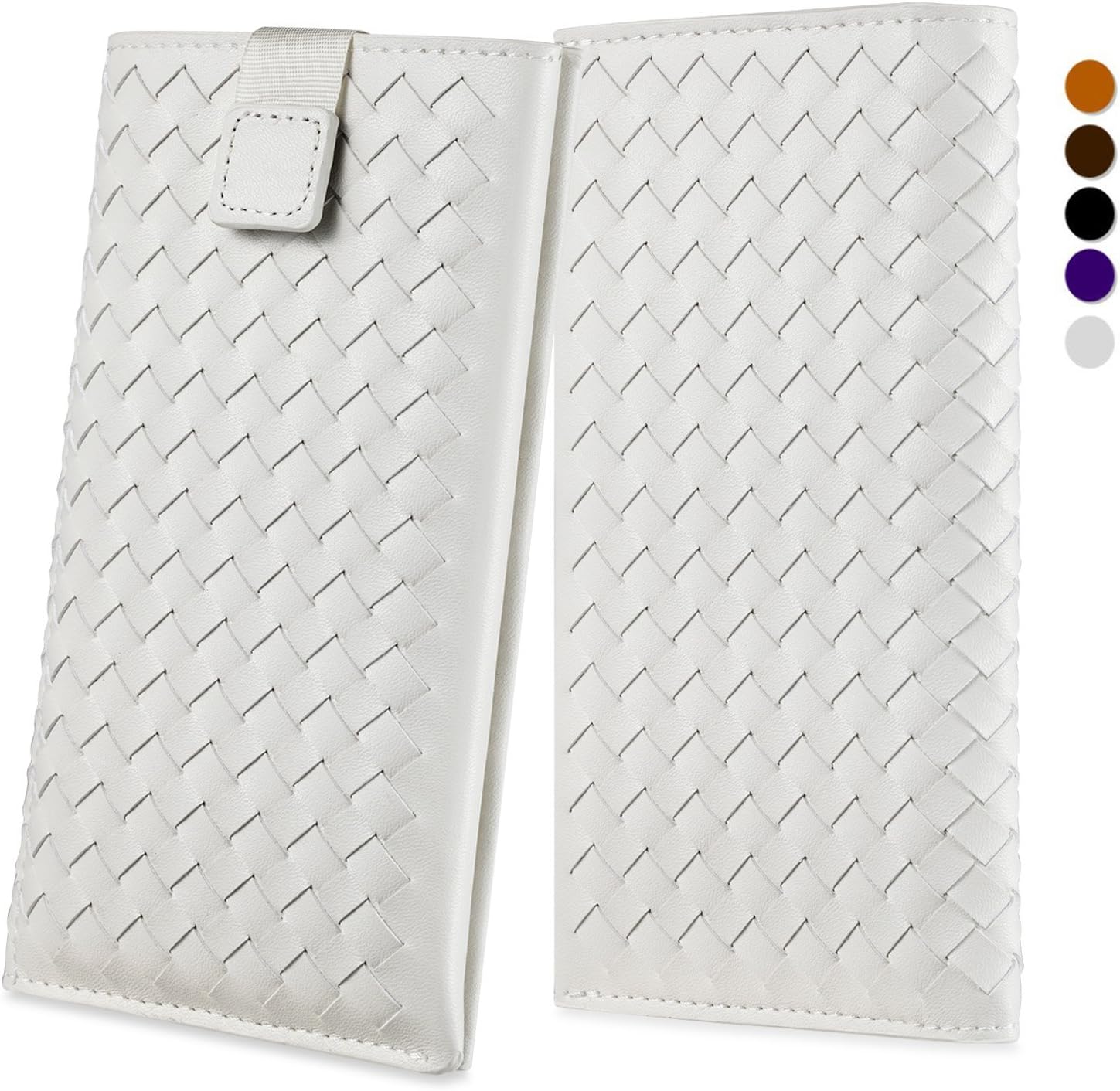 Genuine Leather Wallet Pouch Sleeve Case Cover 4.8 inch For iPhone 7,iPhone 6/6s,Samsung Galaxy S7/S6 by INSEL (WEAVE WHITE)