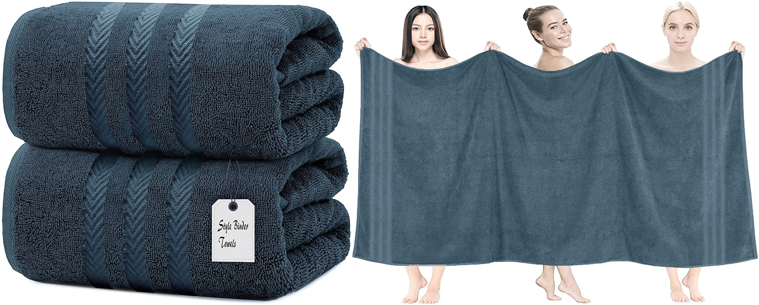 S B 2 X Super Jumbo Bath Sheets (100 x 200 cm) Premium 100% Egyptian Cotton Extra Large Bath Sheet Towel Set Highly Absorbent & Quick Dry Hotel Quality Towels (Blue)