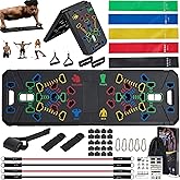 Eliknaz Portable Push Up Board Gym Kit 25-in-1, Foldable Push Up Station & Exercise Board Workout Set with 18 Accessories, Re