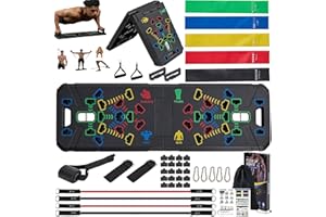 Eliknaz Portable Push Up Board Gym Kit 25-in-1, Foldable Push Up Station & Exercise Board Workout Set with 18 Accessories, Resistance Bands & Handles, Ankle Straps for Men, Women & Teens